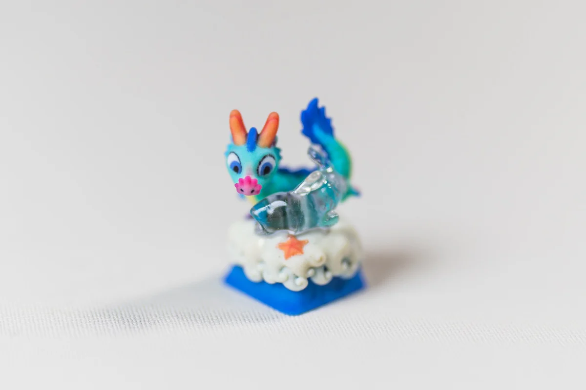 [In Stock] Cagedbird Azure Dragon Artisan Keycaps - Image 6
