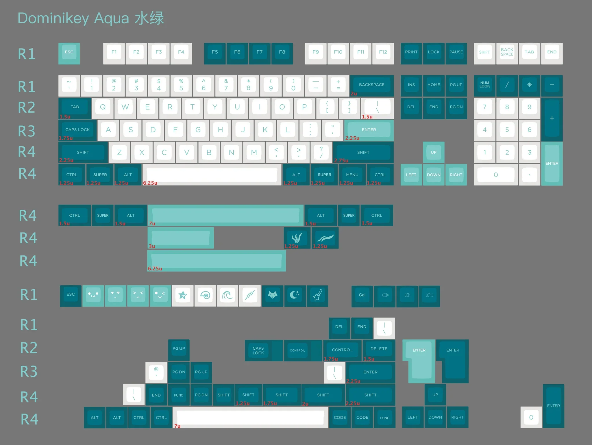 [In Stock] Domikey SA Aqua ABS Doubleshot Keyset - Image 10