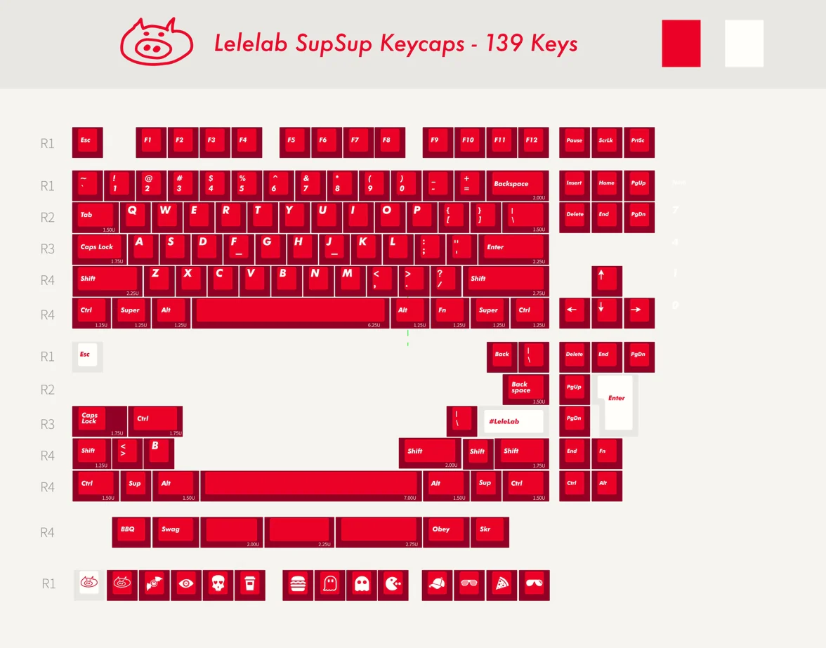 [In Stock] LeleLab Supsup Classic Red Keycap Set - Image 9