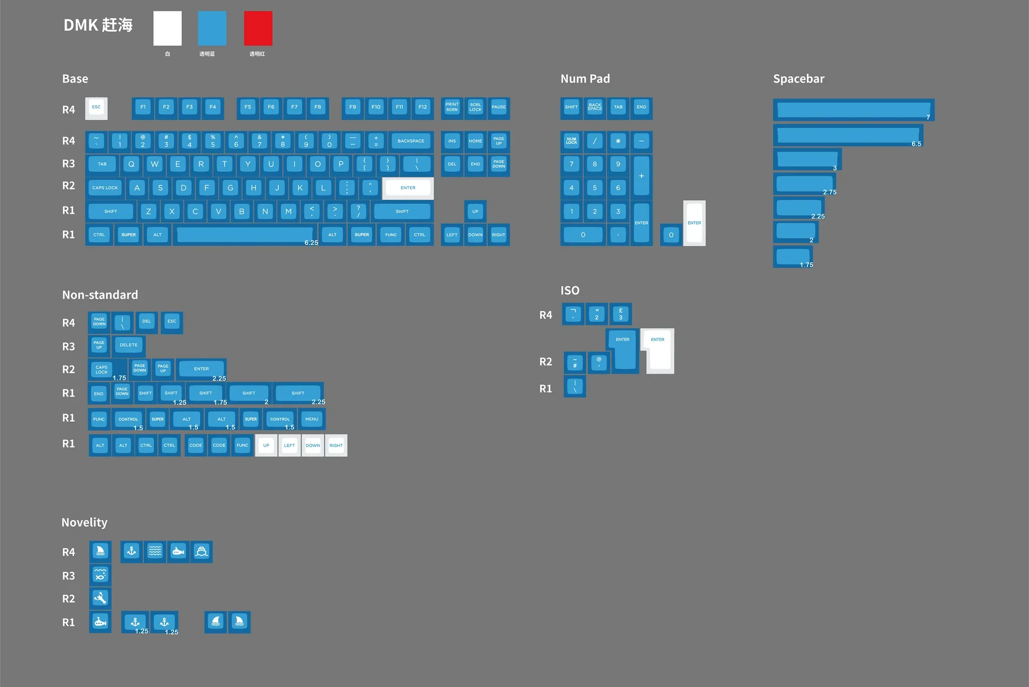 [In Stock] Domikey SA SeaSurfing Clear Blue ABS Doubleshot Keyset - Image 16